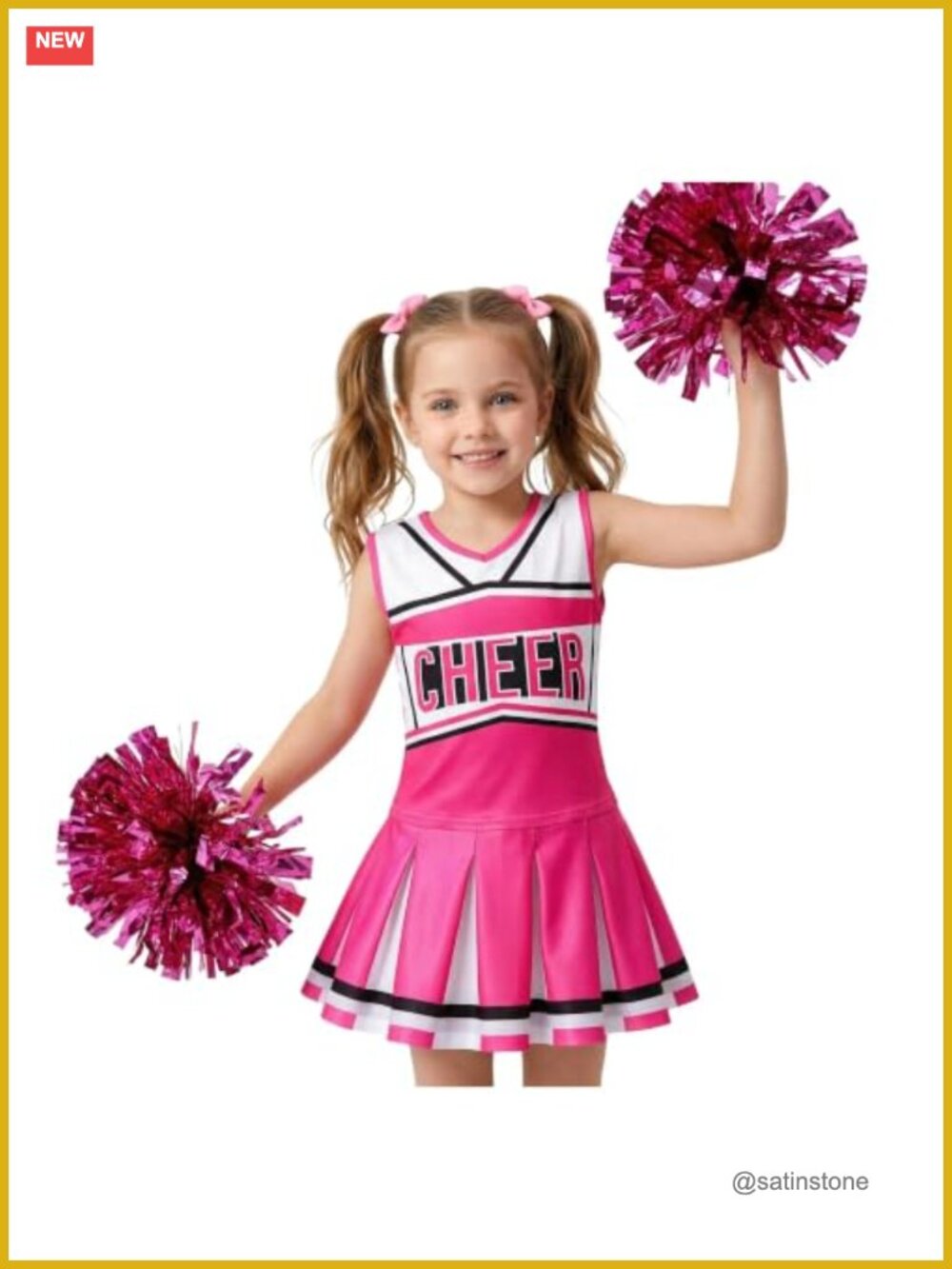 Girls Cheerleader Costume Polyester Outfit Dress Halloween Party Birthday